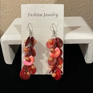 Fashion Jewelry Red and Orange Shell Earrings